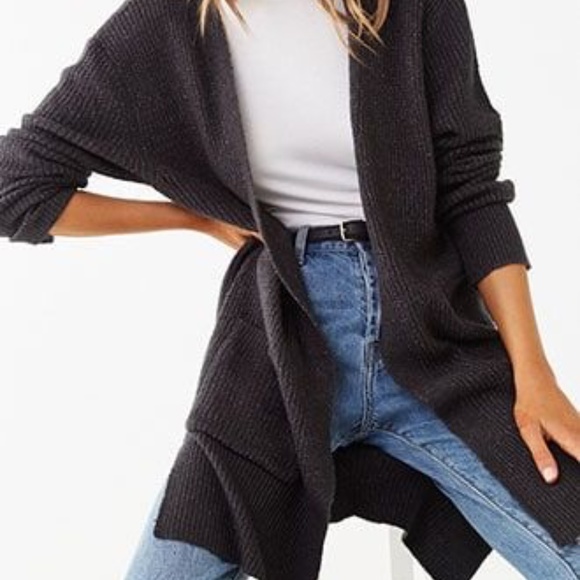 Forever 21 Sweaters - Ribbed Marled Longline Cardigan